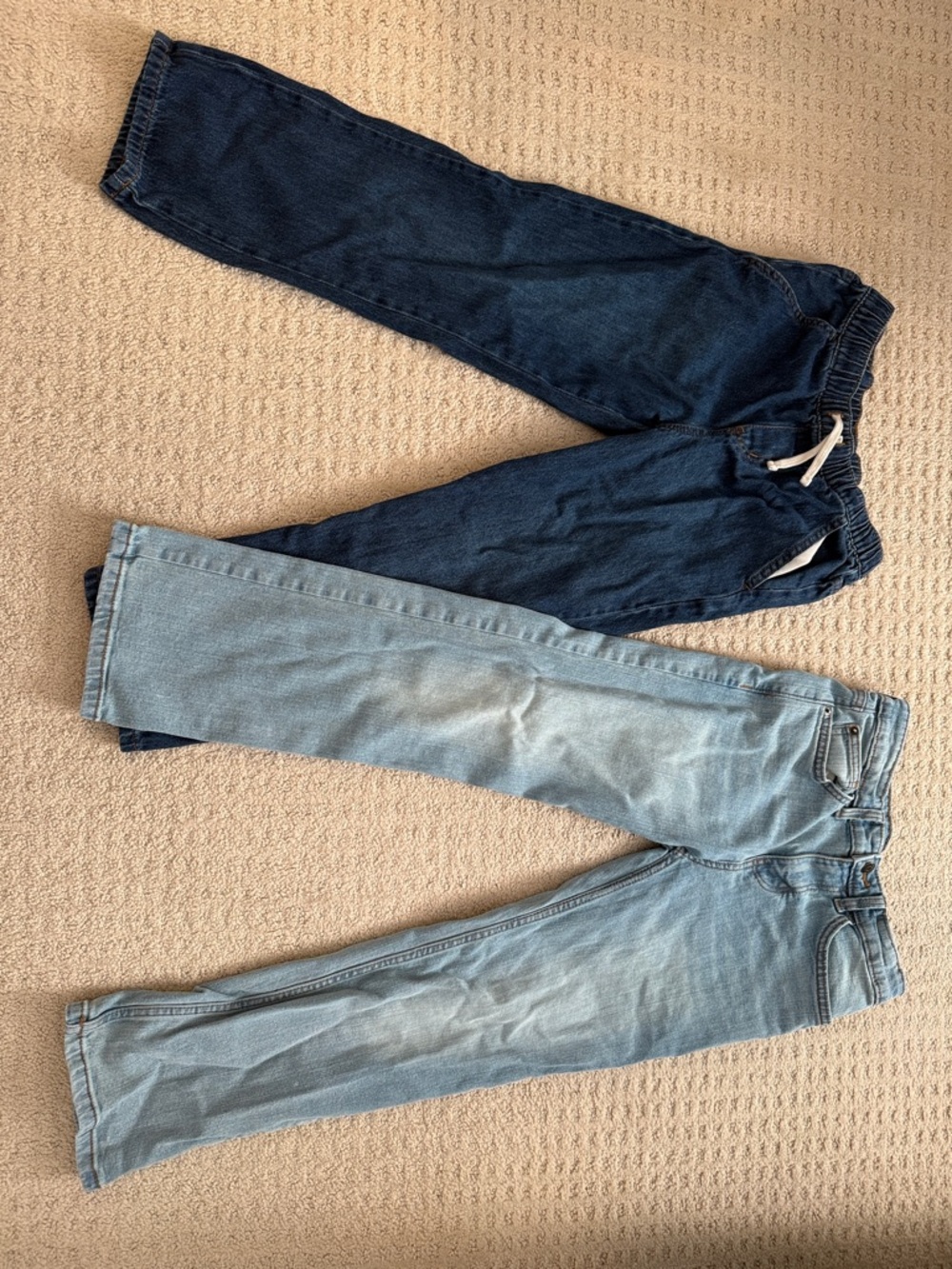 Cat & Jack Boys’ Straight Jeans — Dark Indigo and Light Blue Set Size 12